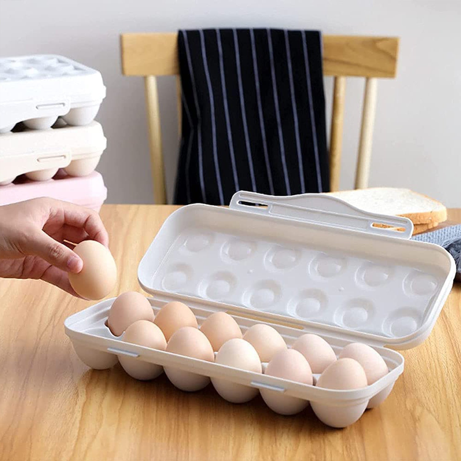 5727 18 Grid Egg Holder Storage, Shock-Proof Egg Container with Buckle, Egg Carrier, Egg Tray, Egg Shelter, Effective Full Seal, Egg House use for Fridge, Camping, Kitchen 5727 18 Grid Egg Holder Storage, Shock-Proof Egg Container with Buckle, Egg Carrier, Egg Tray, Egg Shelter, Effective Full Seal, Egg House use for Fridge, Camping, Kitchen